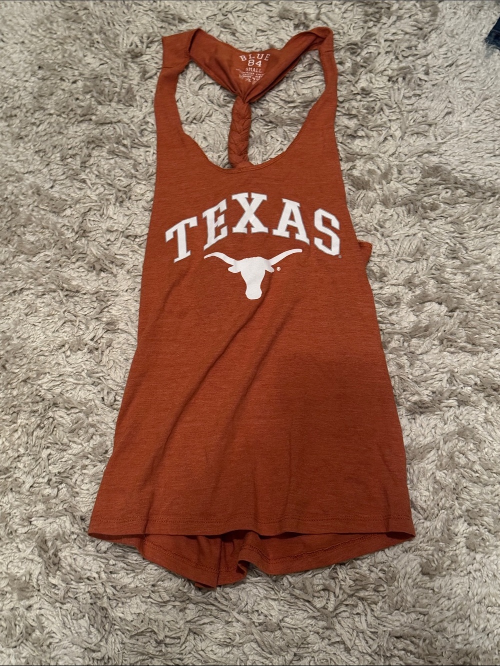 Blue 84 Women's Texas Burnt Orange Braided Racerback Tank small